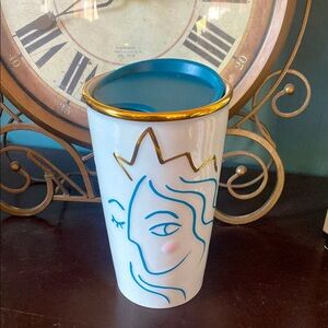 Starbucks 2017 Mermaid Ceramic Cup Tumbler 10oz Travel Mug Siren Winking Face